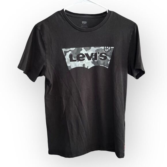 Levi's Black Short Sleeve Tee with Grayscale Logo men’s small - Picture 1 of 6